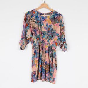 Myne Ashley Ann Pink Scribble Pattern Colorful Above Knee Dress